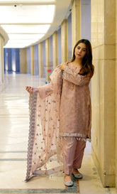 Aqua Pink- 3PC Embroidered Outfit Surmai