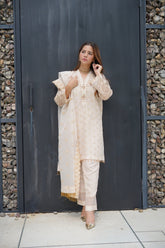 Aqua Skin - 3PC Embroidered Outfit Surmai