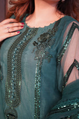 DEEP TEAL 3 PCS - Embroidered